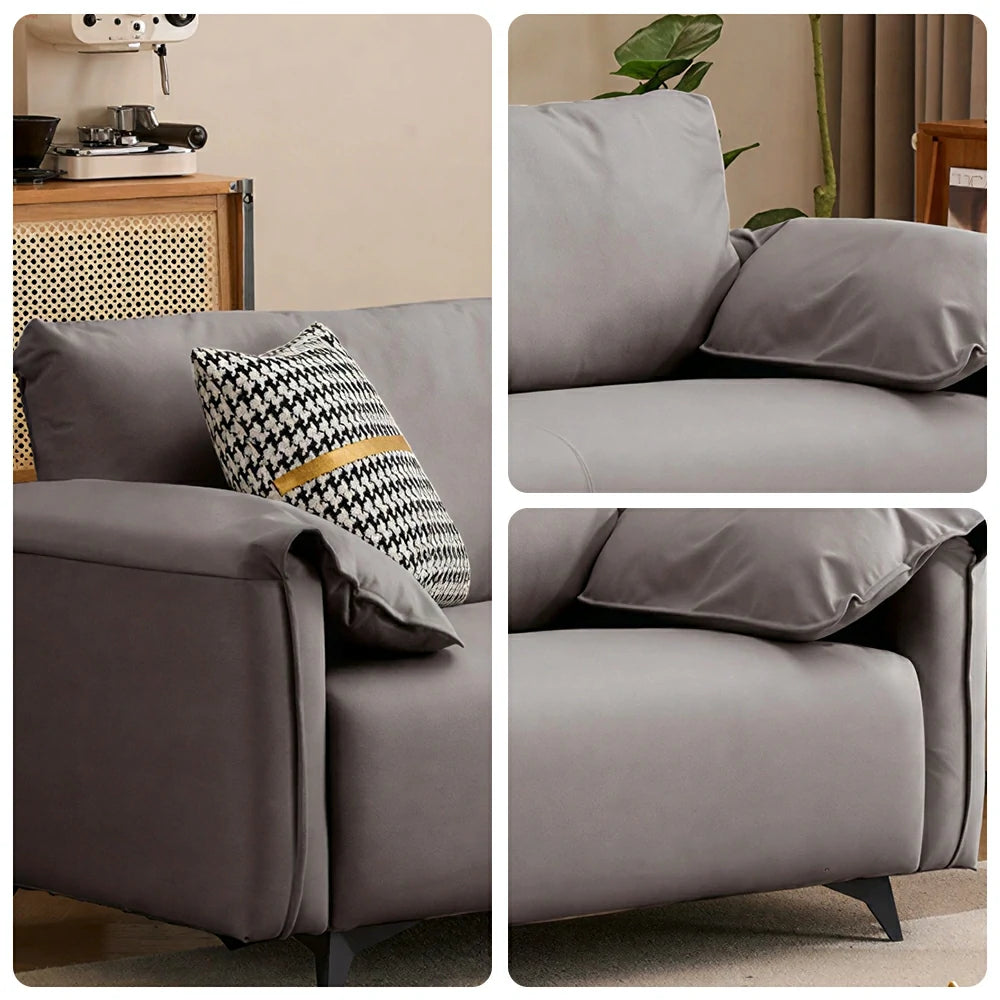 LIVARA Tech Fabric Sofa - Modern Living Room Lounge Couch - Grey