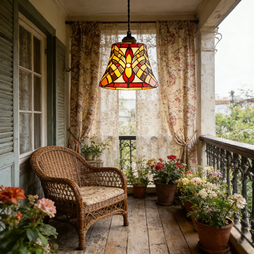 LIVARA Totem Pattern Pendant Light Minimalist Hanging Lamp Floral Shade E27 Ceiling Light for Bedroom Bedside Dining Area
