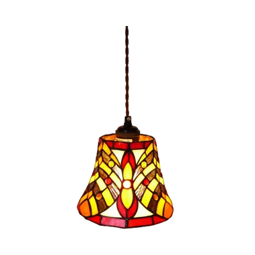 LIVARA Totem Pattern Pendant Light Minimalist Hanging Lamp Floral Shade E27 Ceiling Light for Bedroom Bedside Dining Area