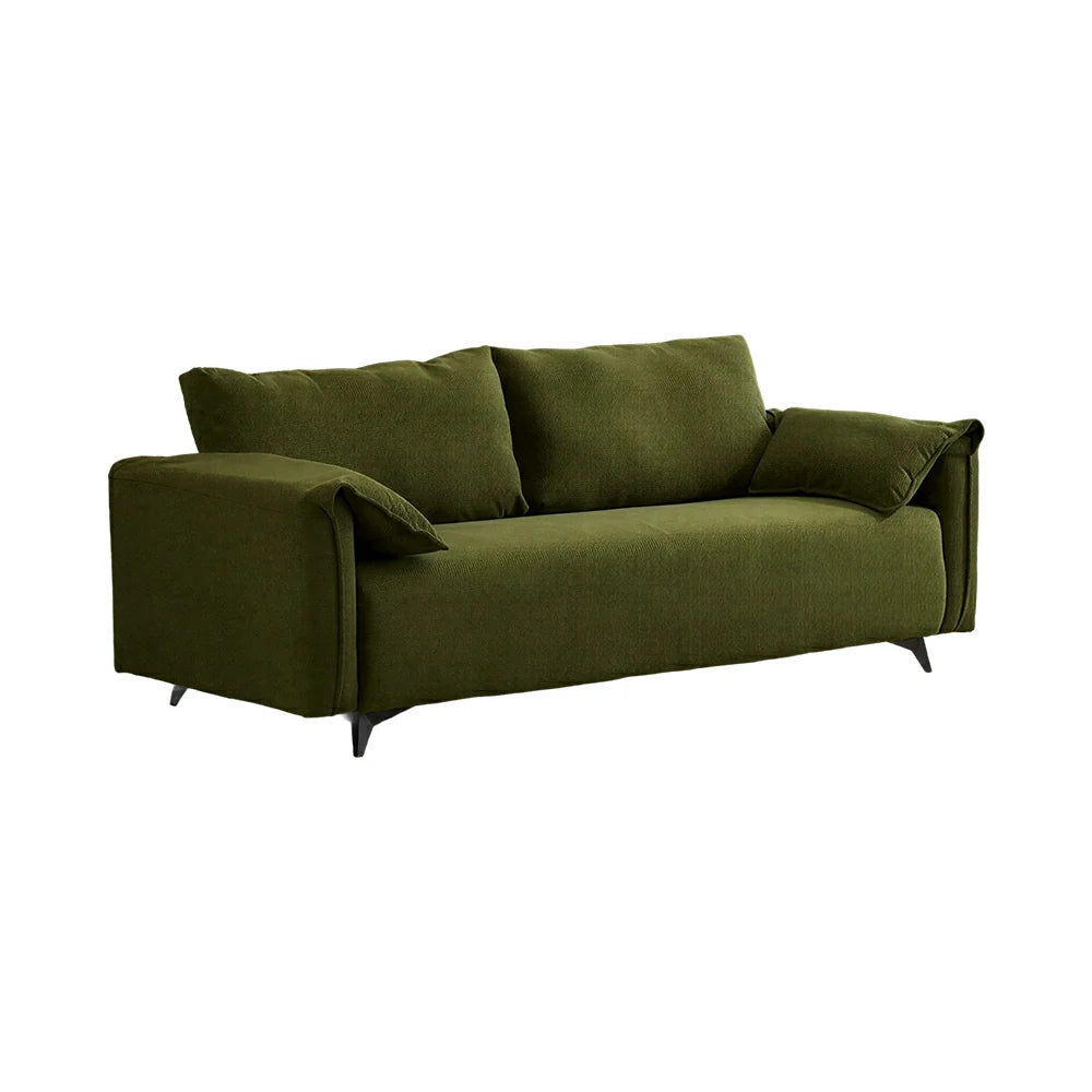 LIVARA Corduroy Sofa - Retro Living Room Lounge Couch - Vintage Green