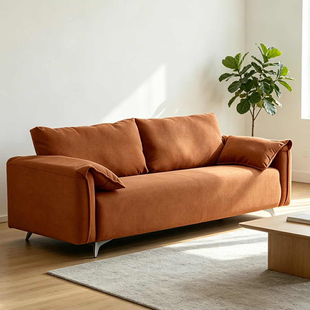 LIVARA Corduroy Sofa - Retro Living Room Lounge Couch - Brown