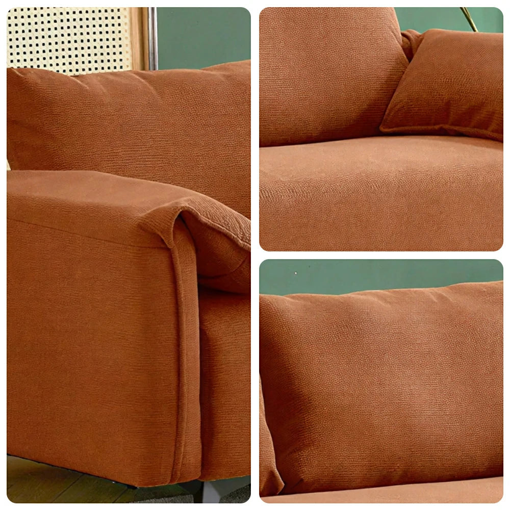 LIVARA Corduroy Sofa - Retro Living Room Lounge Couch - Brown