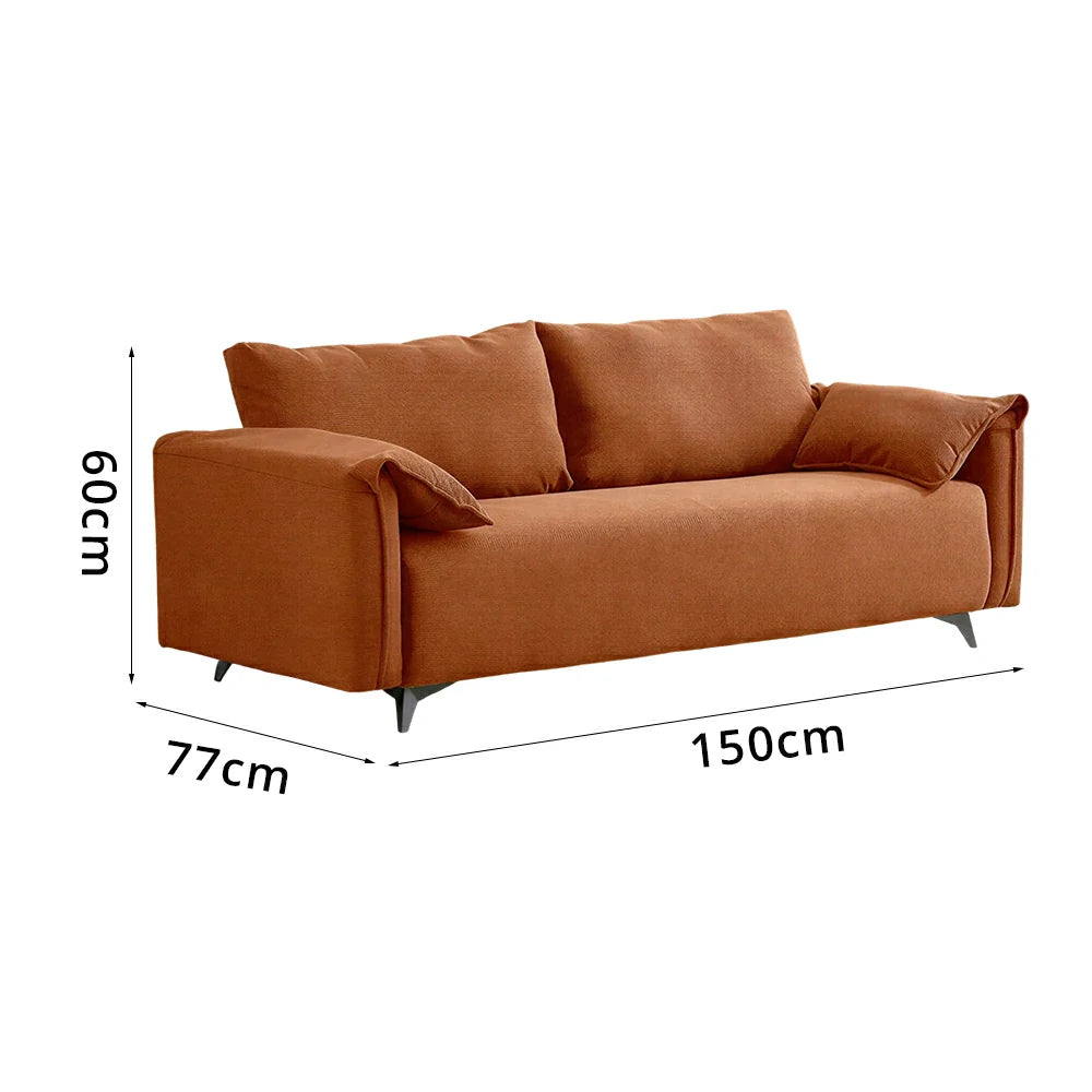 LIVARA Corduroy Sofa - Retro Living Room Lounge Couch - Brown