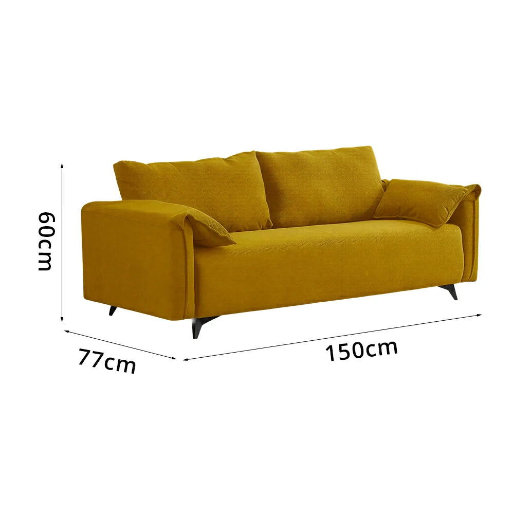 LIVARA Corduroy Sofa - Retro Living Room Lounge Couch - Yellow