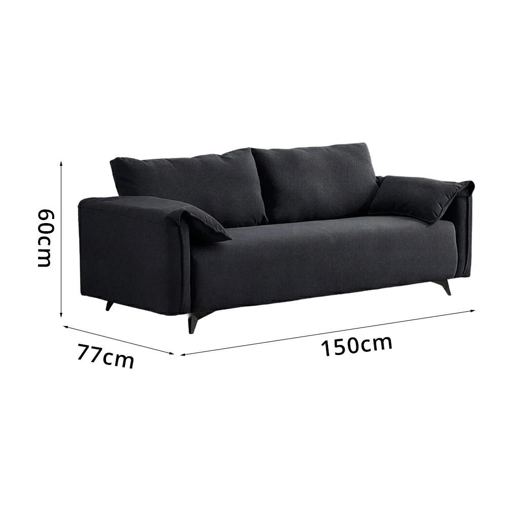LIVARA Corduroy Sofa - Retro Living Room Lounge Couch - Grey