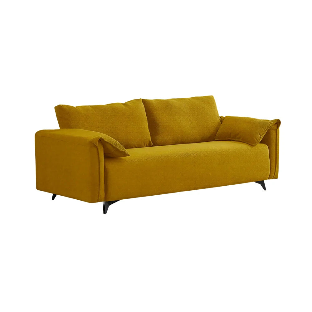 LIVARA Corduroy Sofa - Retro Living Room Lounge Couch - Yellow