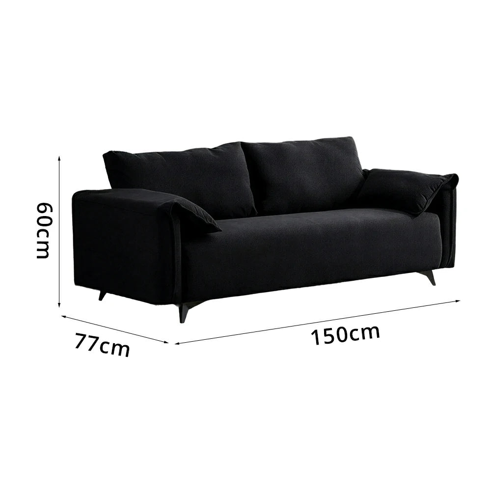 LIVARA Corduroy Sofa - Retro Living Room Lounge Couch - Black