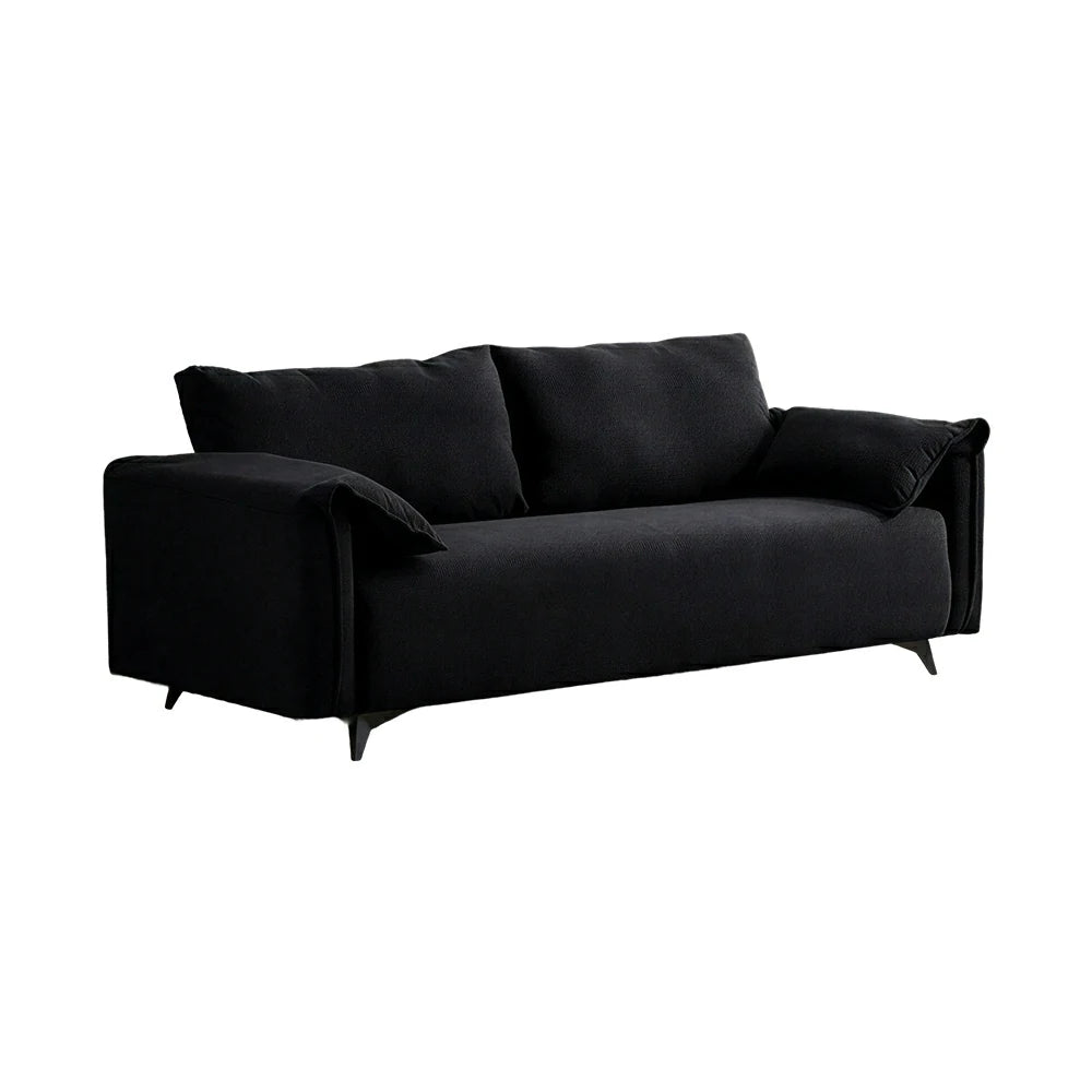 LIVARA Corduroy Sofa - Retro Living Room Lounge Couch - Black