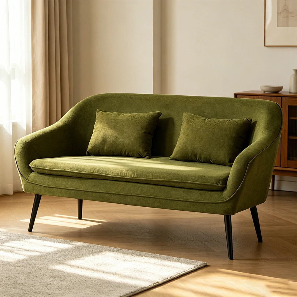 LIVARA Corduroy Sofa - Modern Living Room Lounge Couch - Dark Green