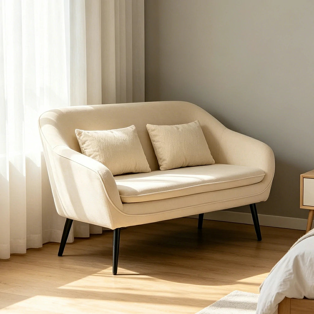 LIVARA Corduroy Sofa - Modern Living Room Lounge Couch - White
