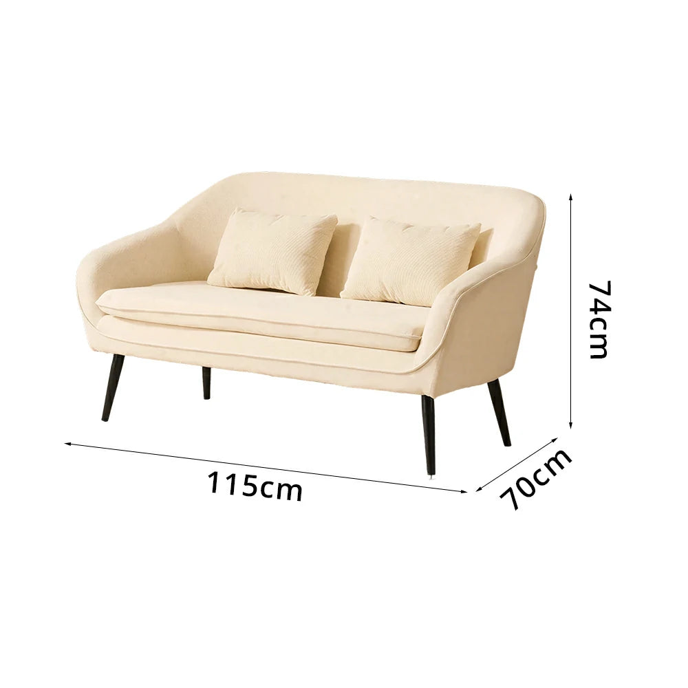 LIVARA Corduroy Sofa - Modern Living Room Lounge Couch - White