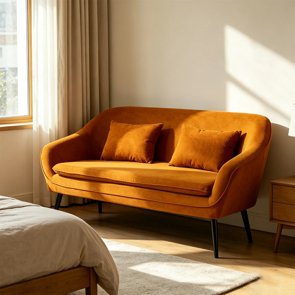 LIVARA Corduroy Sofa - Modern Living Room Lounge Couch - Brown