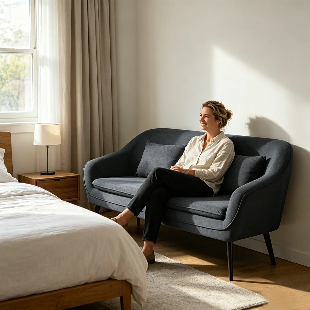 LIVARA Corduroy Sofa - Modern Living Room Lounge Couch - Grey