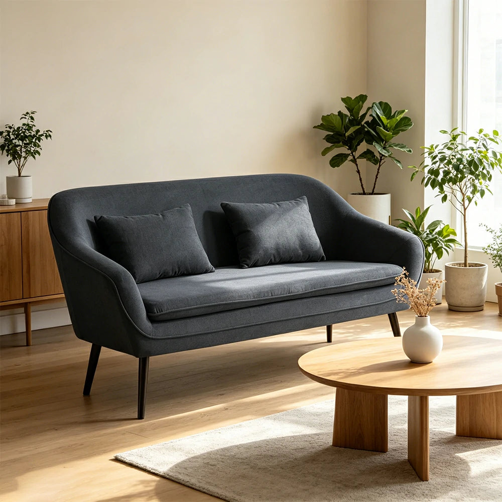 LIVARA Corduroy Sofa - Modern Living Room Lounge Couch - Grey