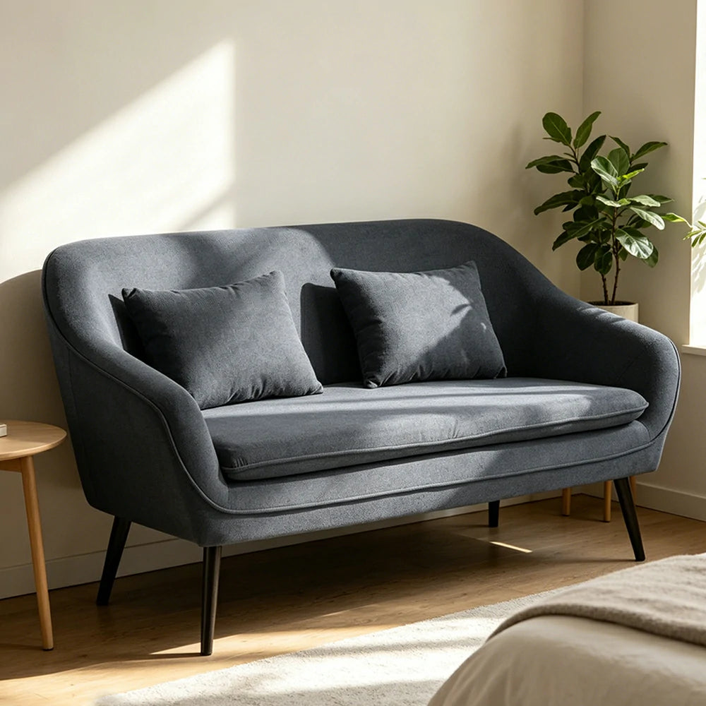 LIVARA Corduroy Sofa - Modern Living Room Lounge Couch - Grey
