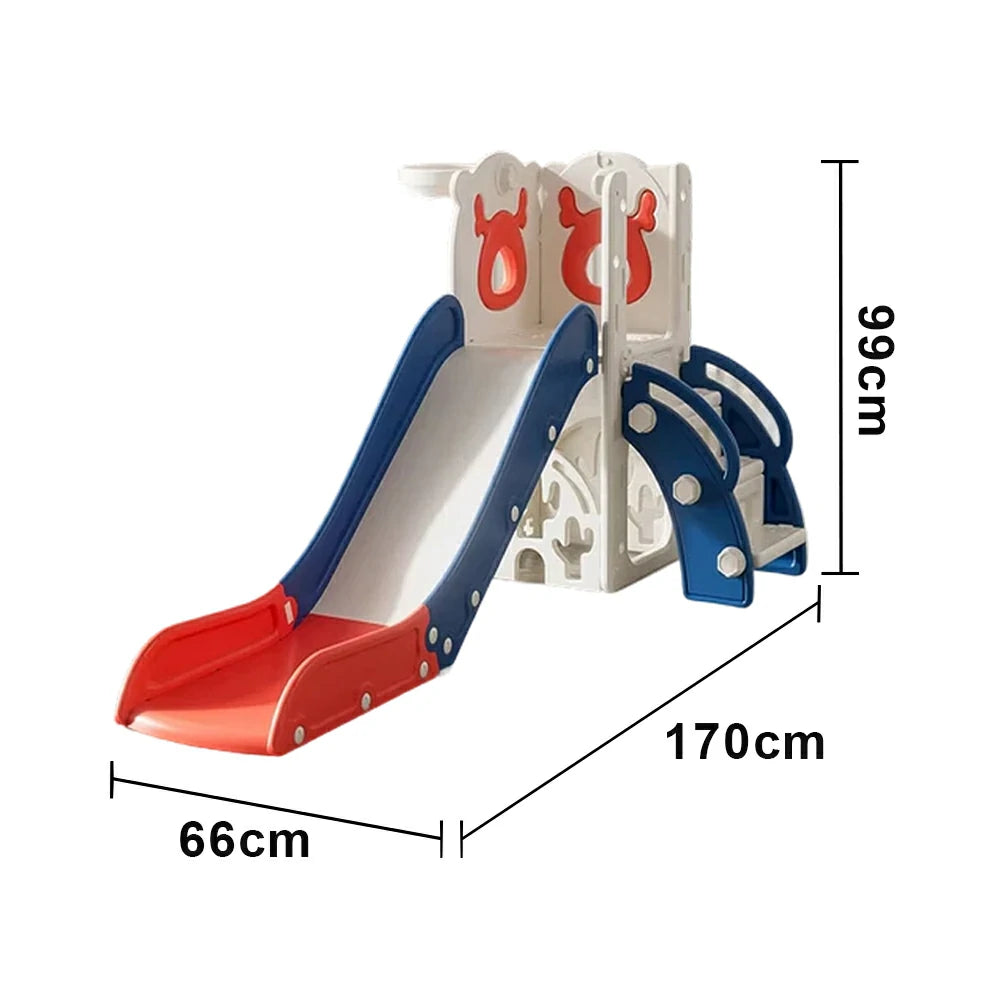 LIVARA Kids Slide Foldable Design Anti-Slip Steps Stable Structure Three-Section Long Slide for Indoor & Outdoor Play - Red&Blue