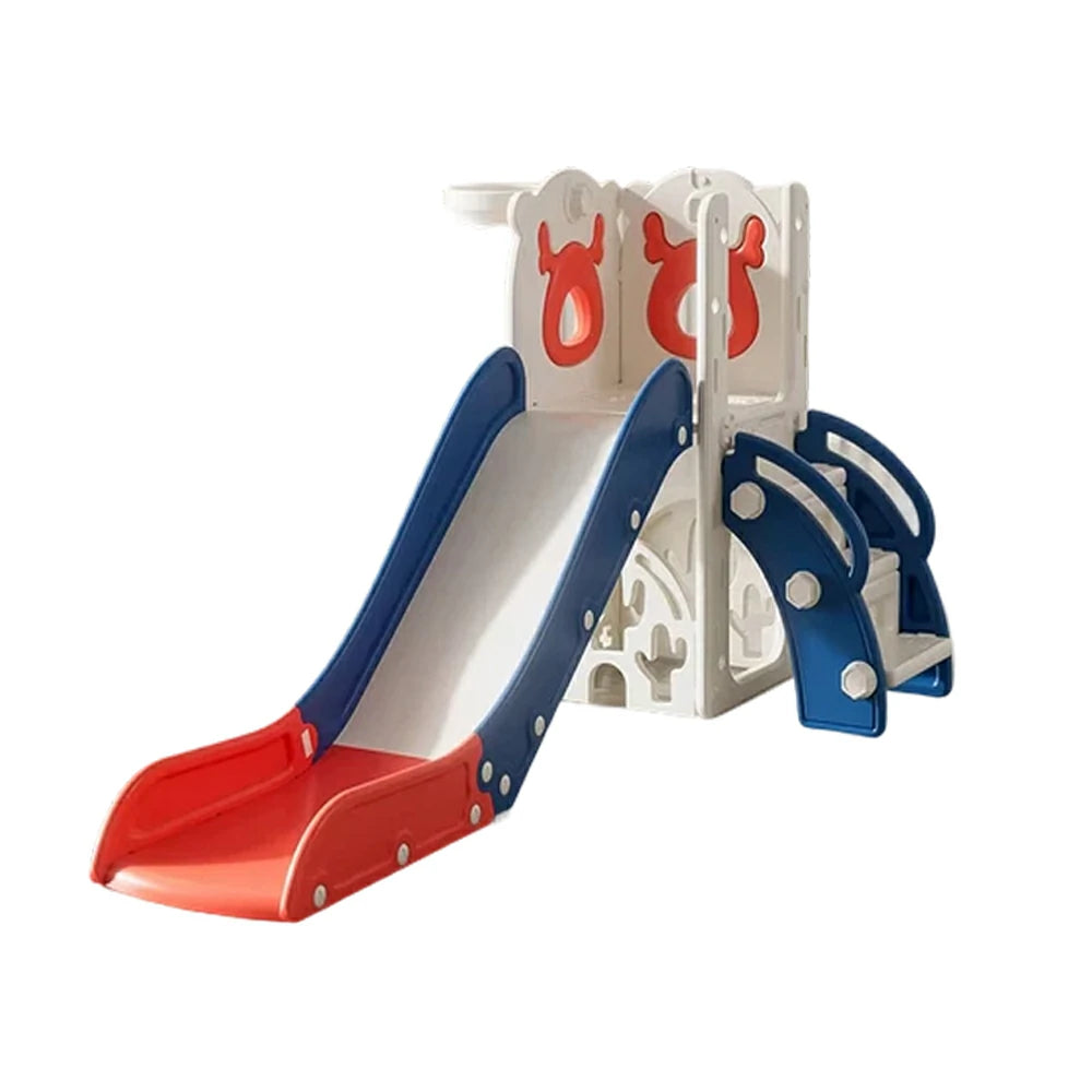 LIVARA Kids Slide Foldable Design Anti-Slip Steps Stable Structure Three-Section Long Slide for Indoor & Outdoor Play - Red&Blue