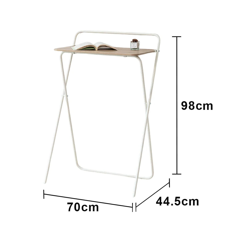 LIVARA Standing Desk Table - Ergonomic 98cm Height, Iron Frame with MDF Wood Top, 19mm Reinforced Steel Tubes, Compact Balcony Workstation - White