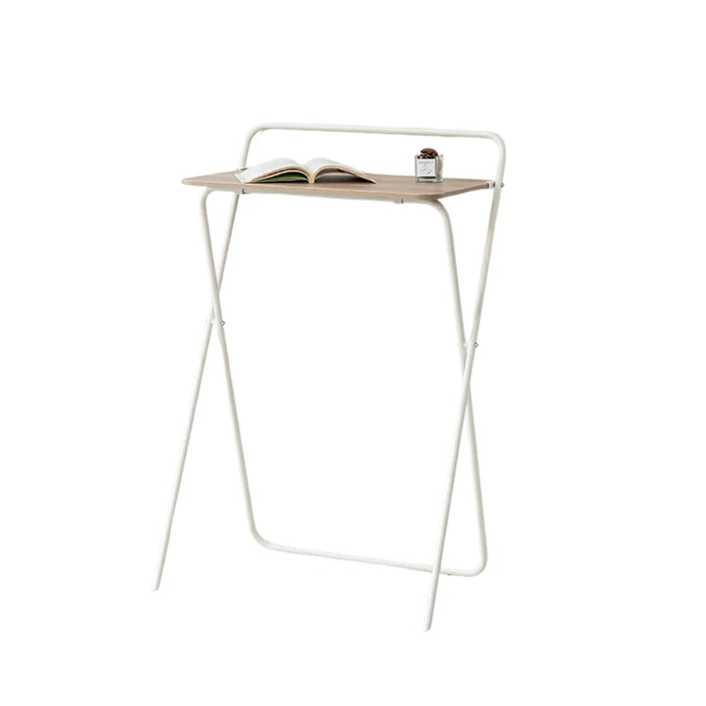 LIVARA Standing Desk Table - Ergonomic 98cm Height, Iron Frame with MDF Wood Top, 19mm Reinforced Steel Tubes, Compact Balcony Workstation - White