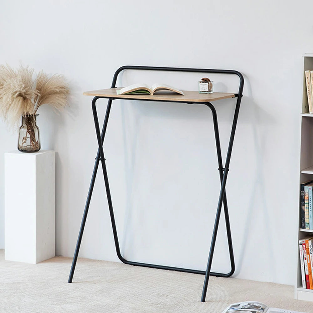 LIVARA Standing Desk Table - Ergonomic 98cm Height, Iron Frame with MDF Wood Top, 19mm Reinforced Steel Tubes, Compact Balcony Workstation - Black