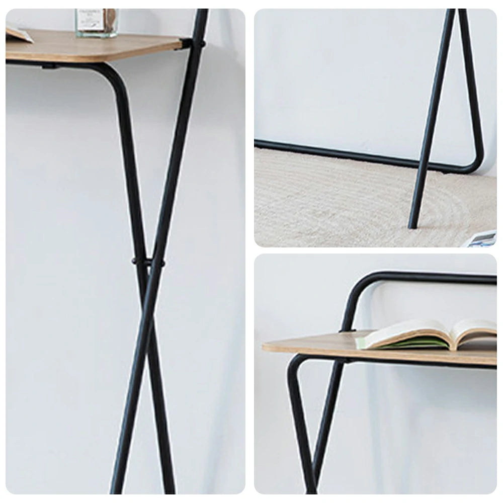 LIVARA Standing Desk Table - Ergonomic 98cm Height, Iron Frame with MDF Wood Top, 19mm Reinforced Steel Tubes, Compact Balcony Workstation - Black