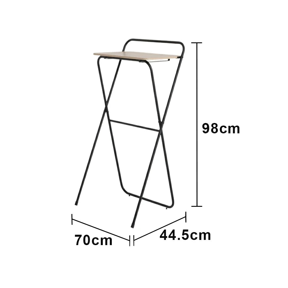 LIVARA Standing Desk Table - Ergonomic 98cm Height, Iron Frame with MDF Wood Top, 19mm Reinforced Steel Tubes, Compact Balcony Workstation - Black