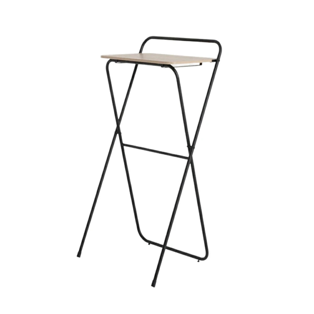 LIVARA Standing Desk Table - Ergonomic 98cm Height, Iron Frame with MDF Wood Top, 19mm Reinforced Steel Tubes, Compact Balcony Workstation - Black