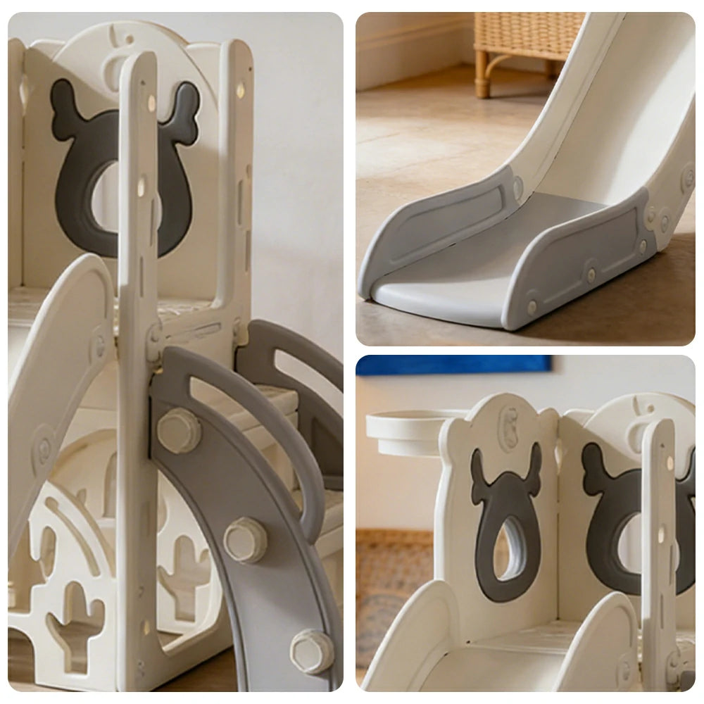 LIVARA Kids Slide Foldable Design Anti-Slip Steps Stable Structure Three-Section Long Slide for Indoor & Outdoor Play - Grey