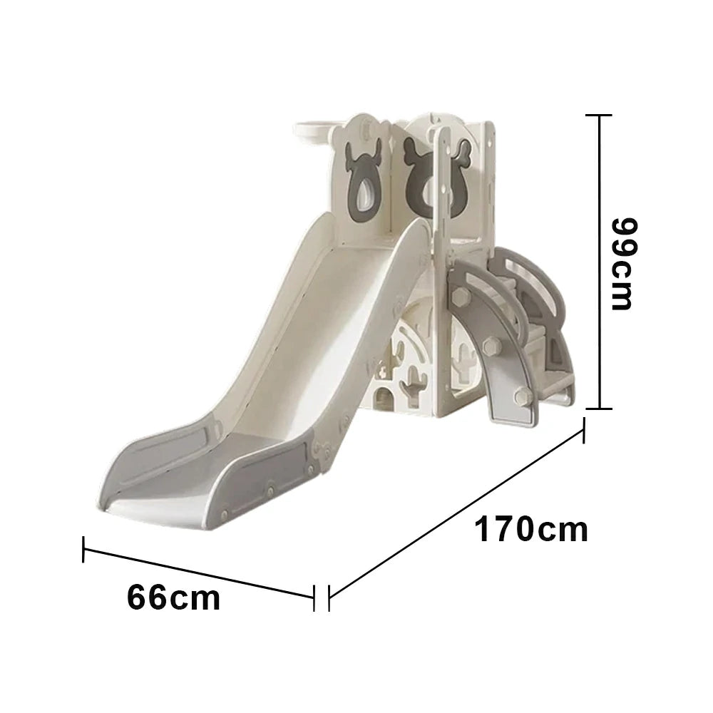 LIVARA Kids Slide Foldable Design Anti-Slip Steps Stable Structure Three-Section Long Slide for Indoor & Outdoor Play - Grey