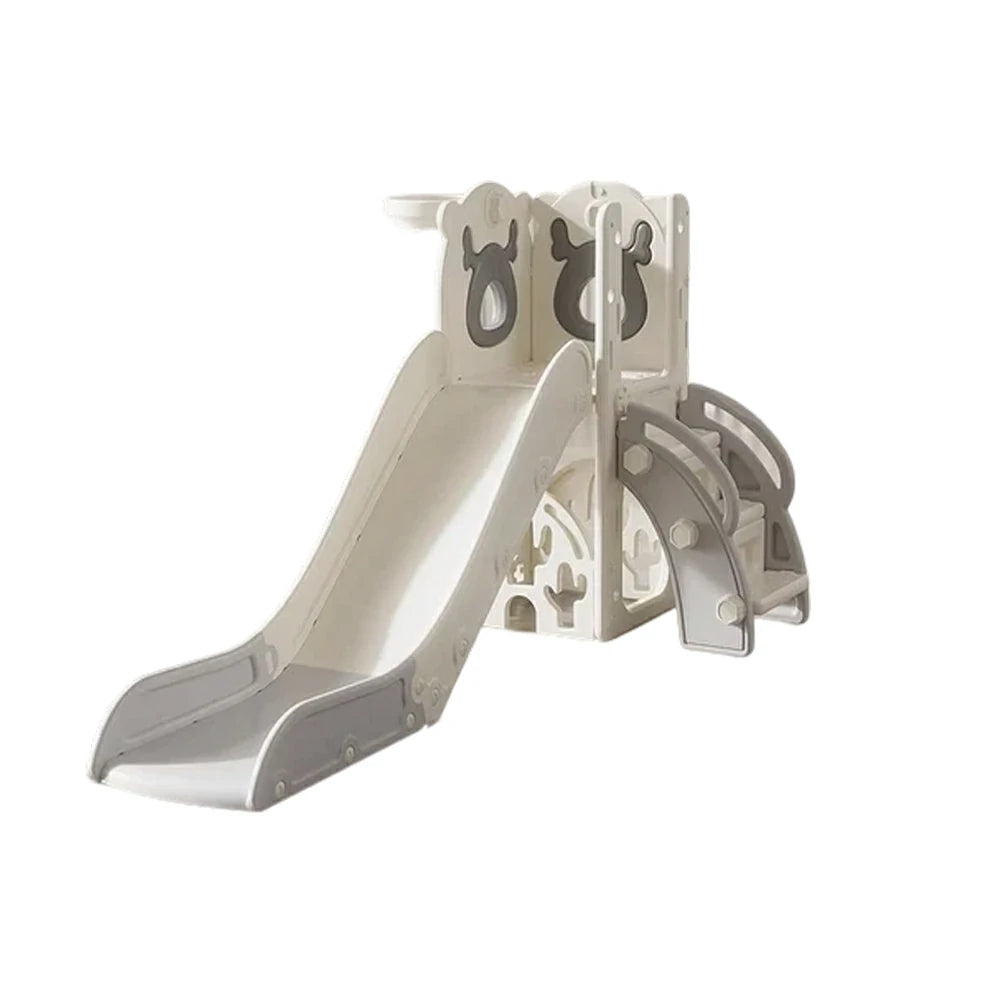 LIVARA Kids Slide Foldable Design Anti-Slip Steps Stable Structure Three-Section Long Slide for Indoor & Outdoor Play - Grey