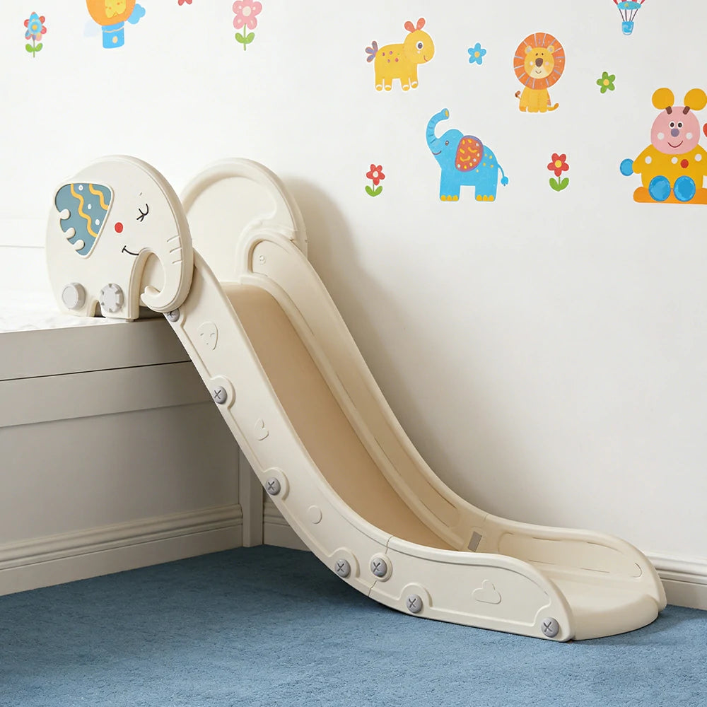 LIVARA Kids Slide Extended Safety Area Anti-Slip Steps Stable Structure Space-Saving Design for Home Use - Khaki