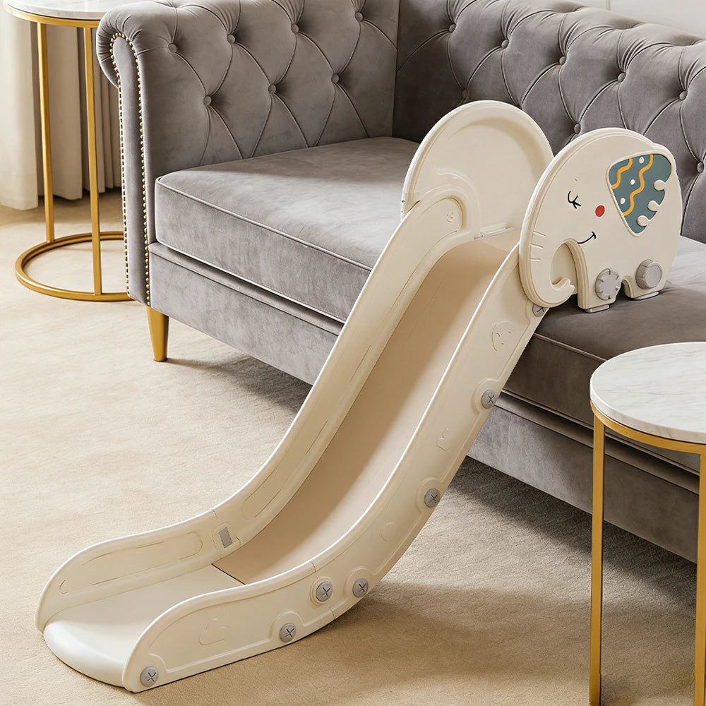 LIVARA Kids Slide Extended Safety Area Anti-Slip Steps Stable Structure Space-Saving Design for Home Use - Khaki