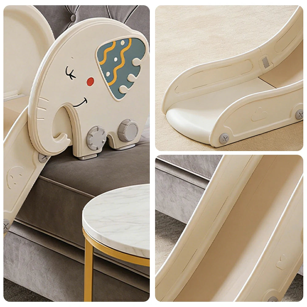 LIVARA Kids Slide Extended Safety Area Anti-Slip Steps Stable Structure Space-Saving Design for Home Use - Khaki
