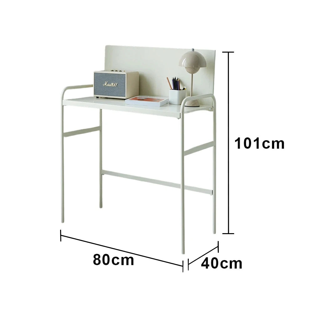 LIVARA Magnetic Pegboard Study Desk - Space Saving Iron Writing Table with Back Panel Organiser, Heavy Duty Metal Frame - White