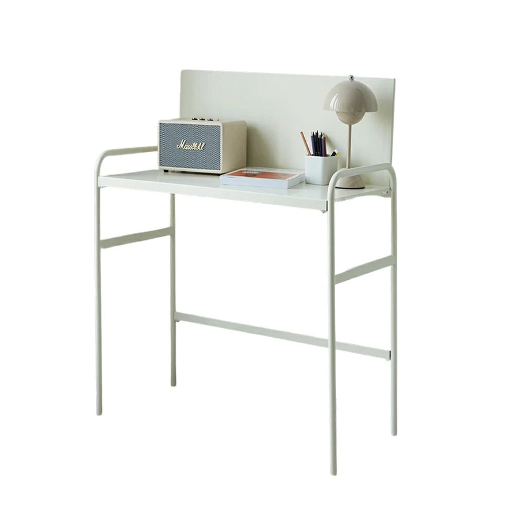 LIVARA Magnetic Pegboard Study Desk - Space Saving Iron Writing Table with Back Panel Organiser, Heavy Duty Metal Frame - White