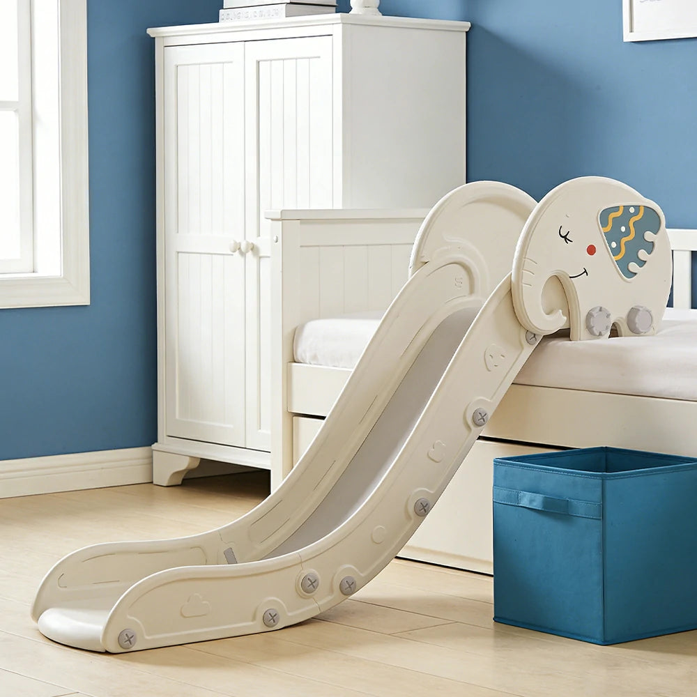 LIVARA Kids Slide Extended Safety Area Anti-Slip Steps Stable Structure Space-Saving Design for Home Use - Grey