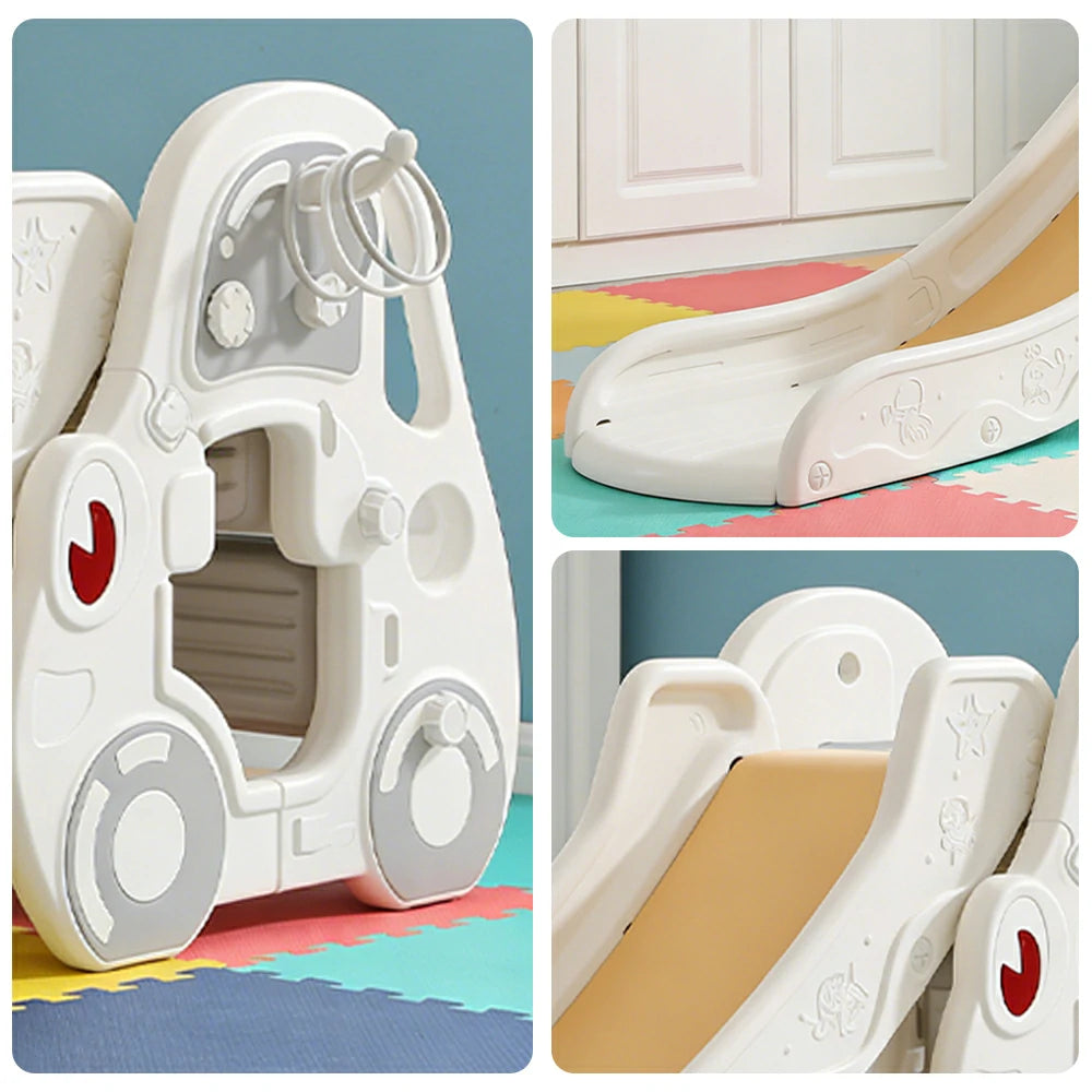 LIVARA Kids Slide Wider Sliding Surface Triangular Support Structure Foldable Design Interactive Play - Khaki