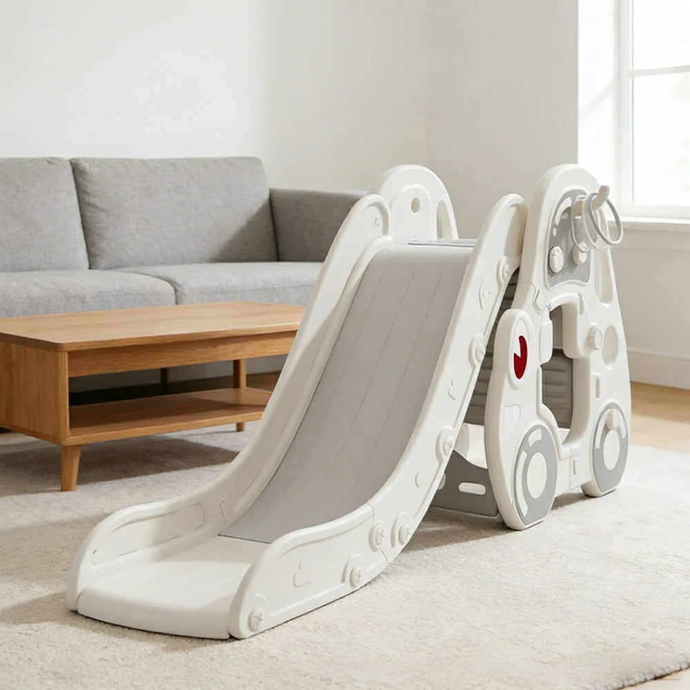 LIVARA Kids Slide Wider Sliding Surface Triangular Support Structure Foldable Design Interactive Play - Grey