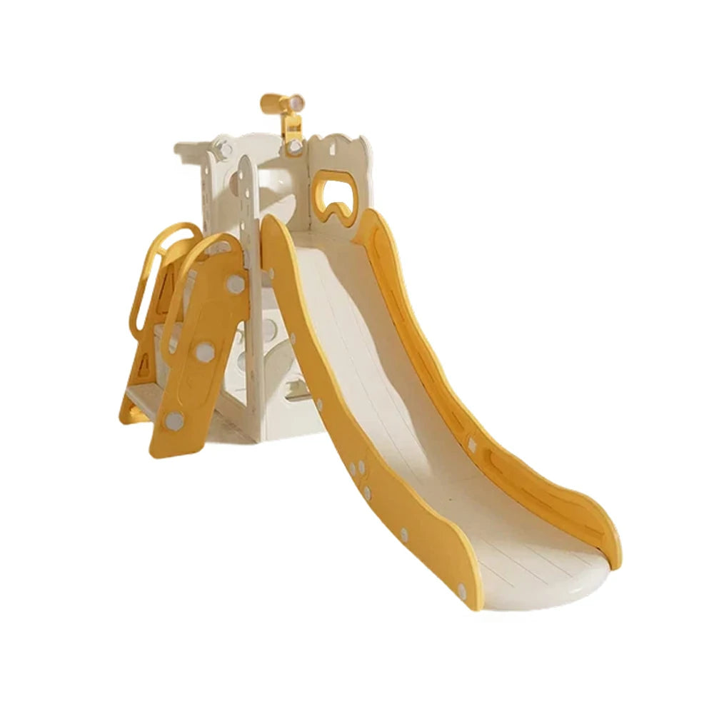 LIVARA Kids Slide Three-Section Long Slide Anti-Slip Steps Reinforced Frame Space-Saving Foldable Design - Yellow
