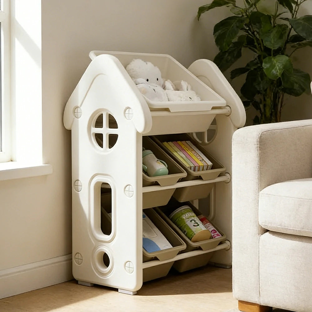 LIVARA Storage Organiser Multi-Tier Design Strong Load-Bearing Structure Anti-Drop Stable Freestanding Storage - Khaki
