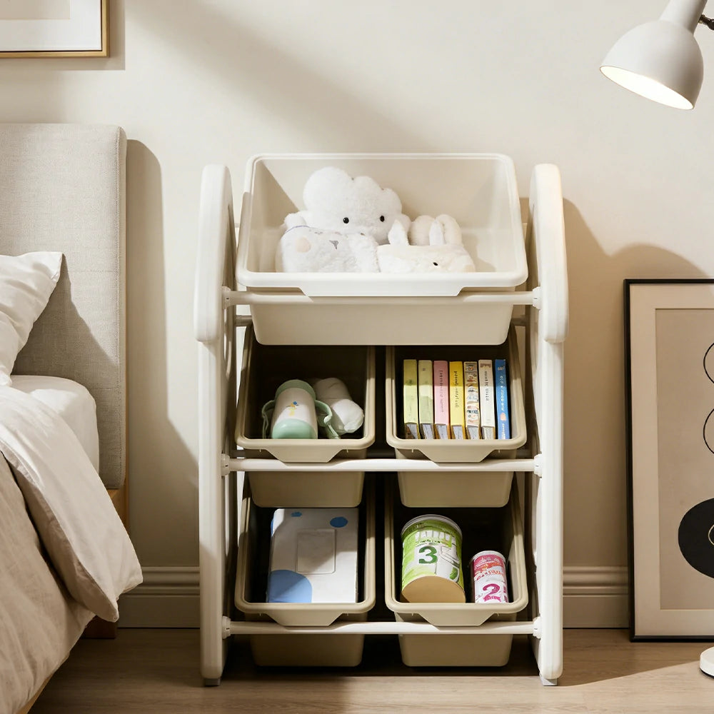 LIVARA Storage Organiser Multi-Tier Design Strong Load-Bearing Structure Anti-Drop Stable Freestanding Storage - Khaki