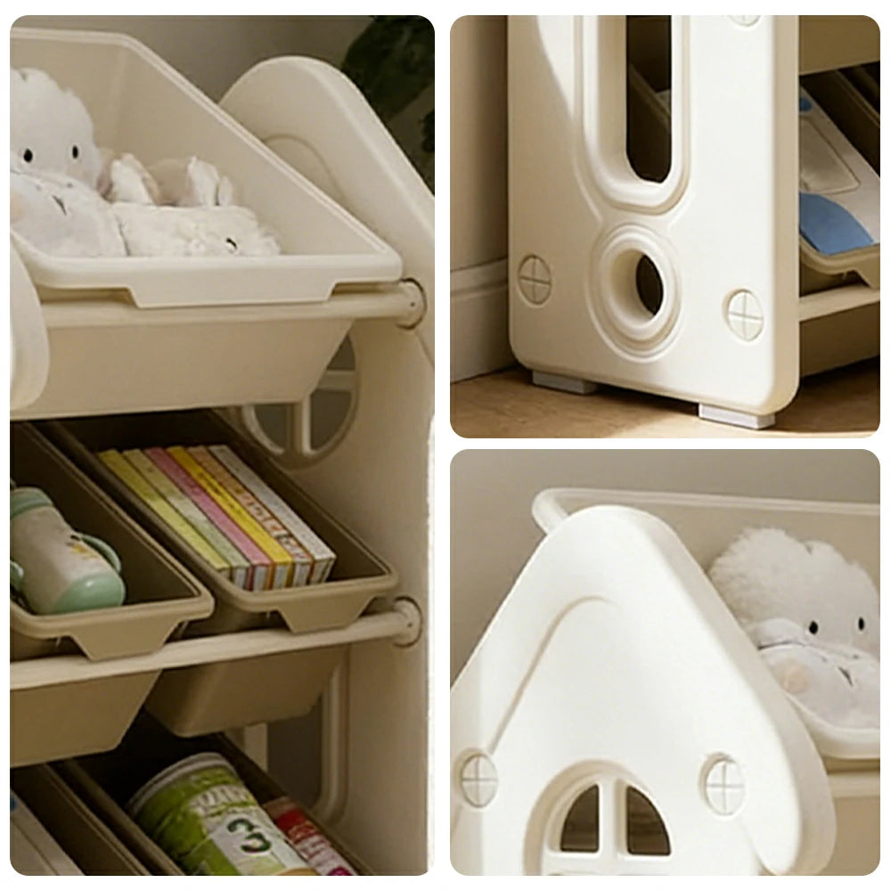 LIVARA Storage Organiser Multi-Tier Design Strong Load-Bearing Structure Anti-Drop Stable Freestanding Storage - Khaki