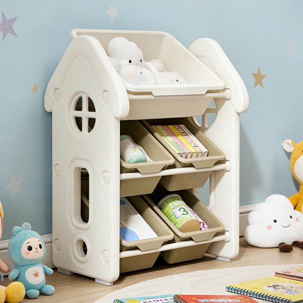 LIVARA Storage Organiser Multi-Tier Design Strong Load-Bearing Structure Anti-Drop Stable Freestanding Storage - White