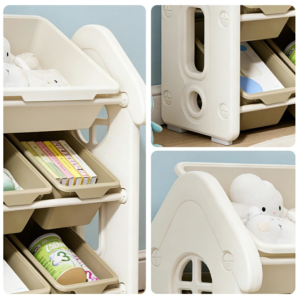 LIVARA Storage Organiser Multi-Tier Design Strong Load-Bearing Structure Anti-Drop Stable Freestanding Storage - White