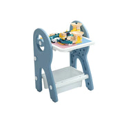 LIVARA Dual-purpose Art Table, Building Blocks Play, Ergonomic Design, Smooth Rounded Surface, Convenient Storage Drawer - Blue