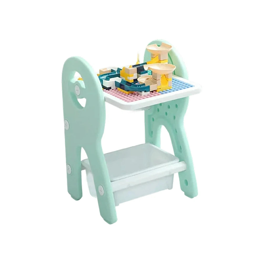 LIVARA Dual-purpose Art Table, Building Blocks Play, Ergonomic Design, Smooth Rounded Surface, Convenient Storage Drawer - Green