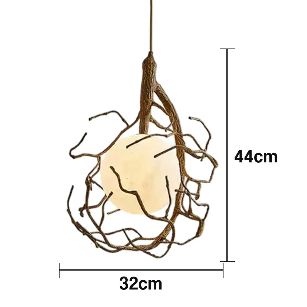 LIVARA Branch Moon Pendant Light A with Warm Light, 3D Printed Moon Shade Resin Tree Design Ceiling Lamp