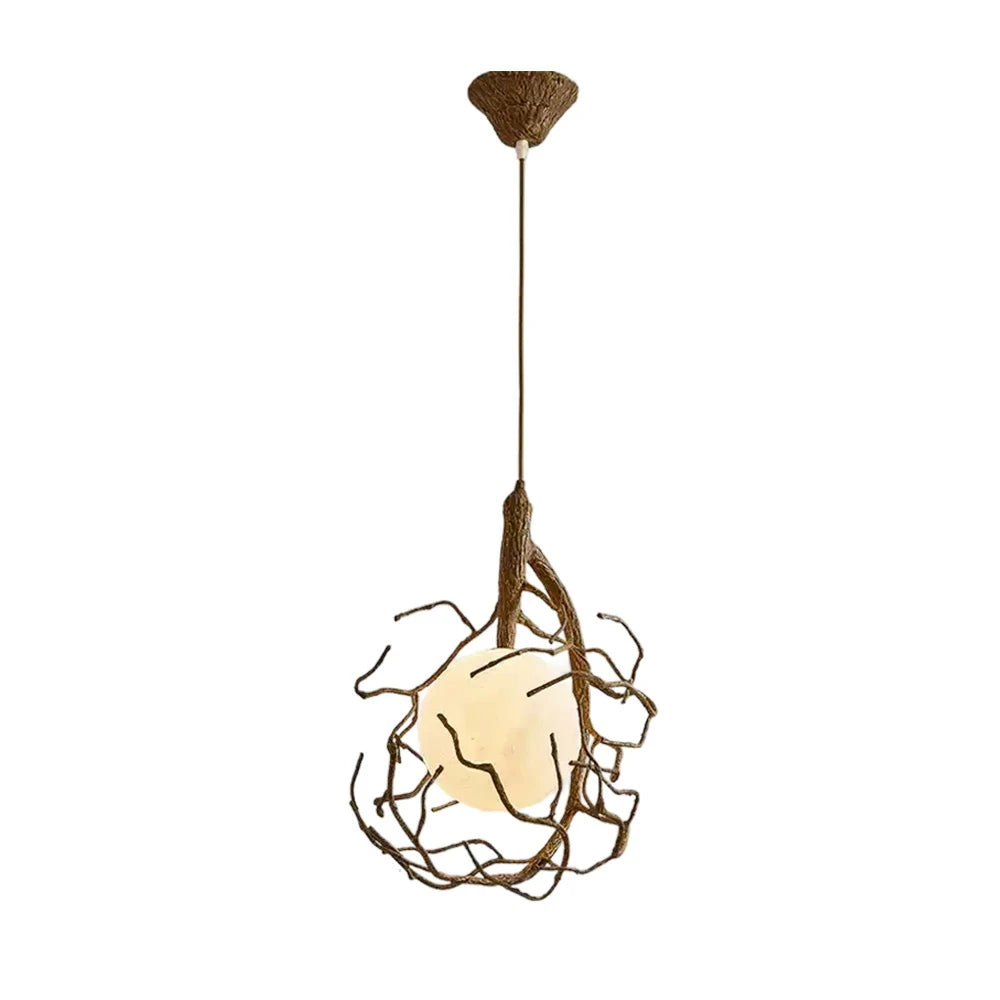 LIVARA Branch Moon Pendant Light A with Warm Light, 3D Printed Moon Shade Resin Tree Design Ceiling Lamp