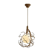 LIVARA Branch Moon Pendant Light A with Warm Light, 3D Printed Moon Shade Resin Tree Design Ceiling Lamp