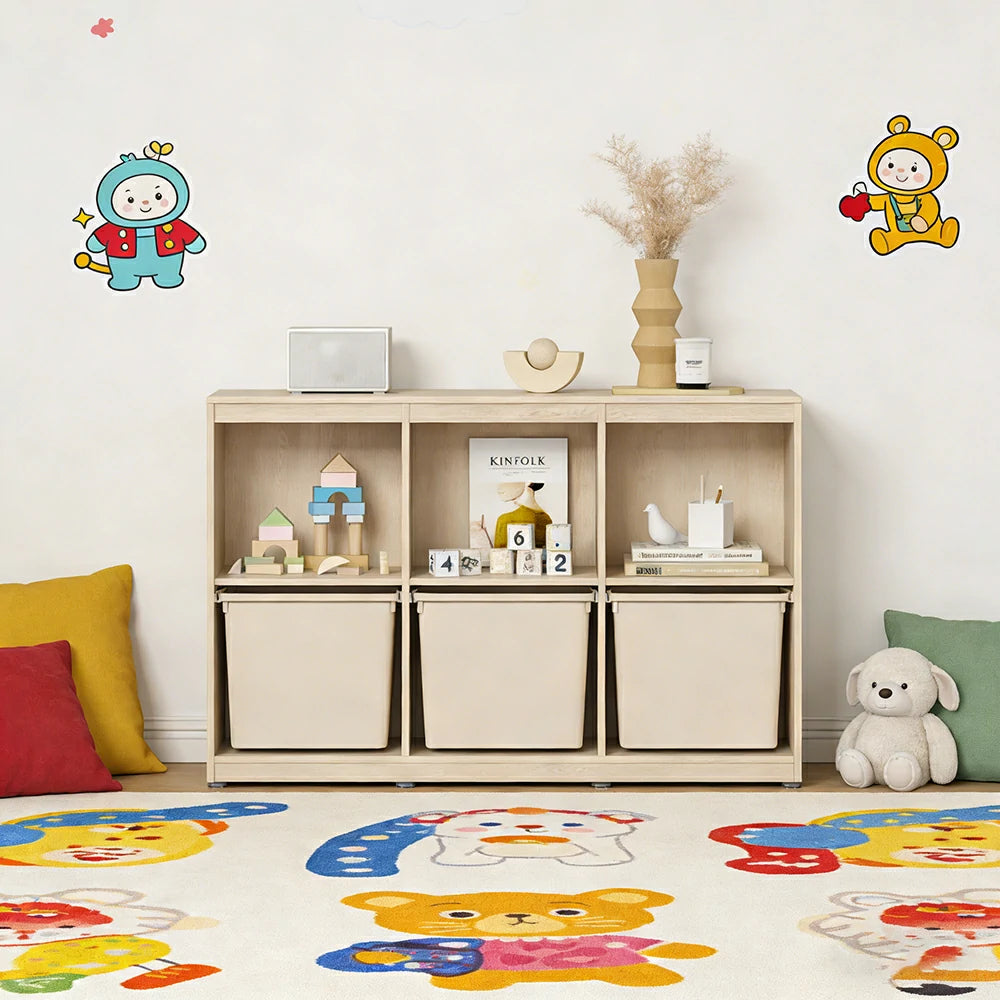 LIVARA 2-Tier Kids Storage Bookshelf - Honey Yellow Storage Bins with Open Shelving, Space-Saving Organiser for Playroom & Bedroom - Honey Yellow
